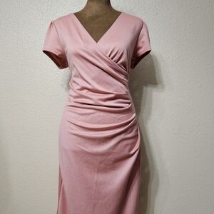 Autine Collection Blush Ruched Dress – Soft & Sophisticated, Size L (Fits M–L)